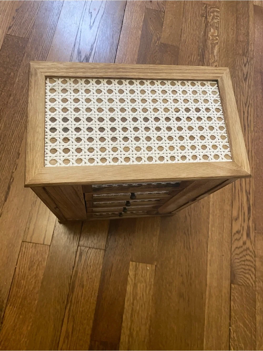Wooden Woven Accent Jewelry Box - Natural Brown